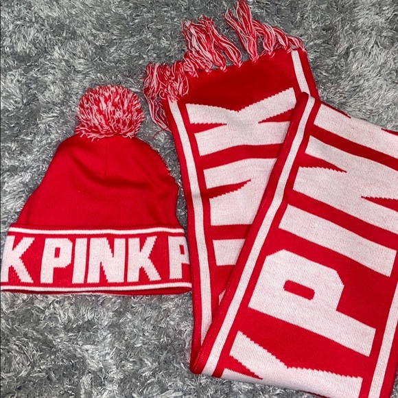 vs PINK beanie and scarf set